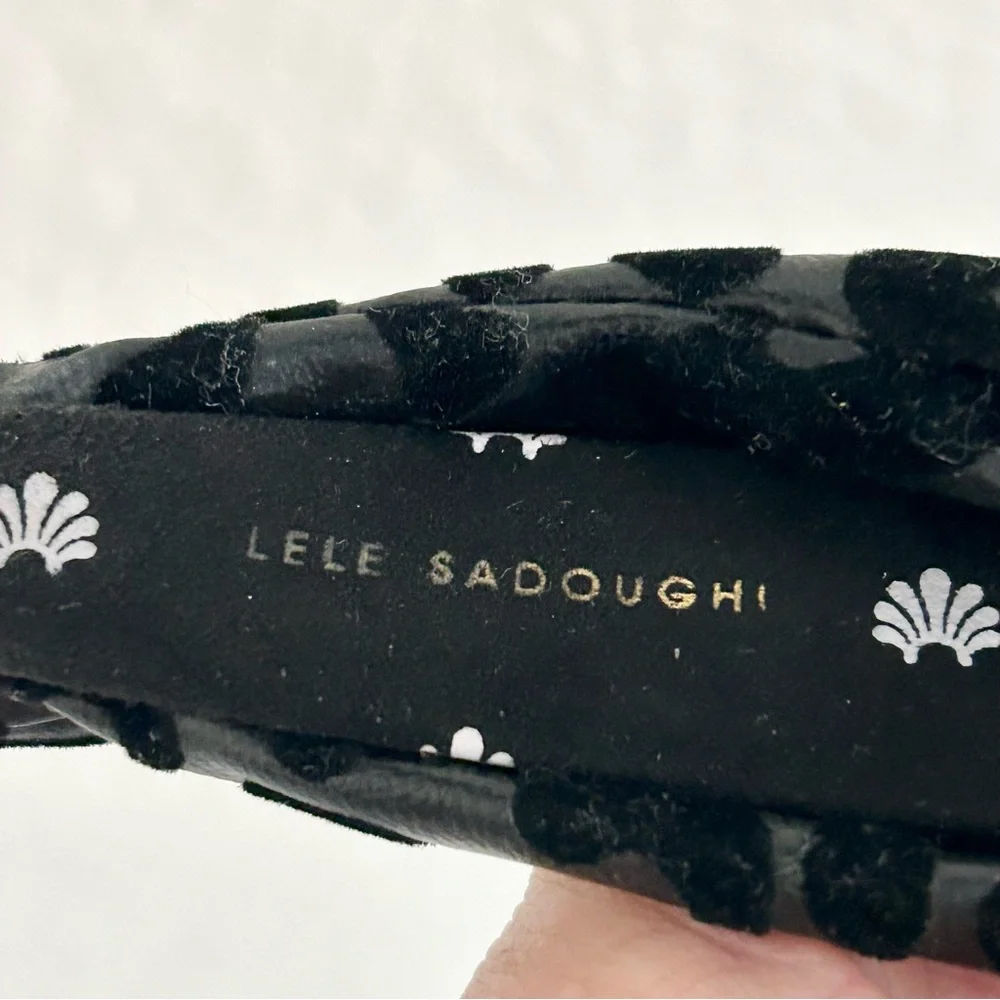 Lele Sadoughi Faux Leather Knotted Headband Black Leopard Print